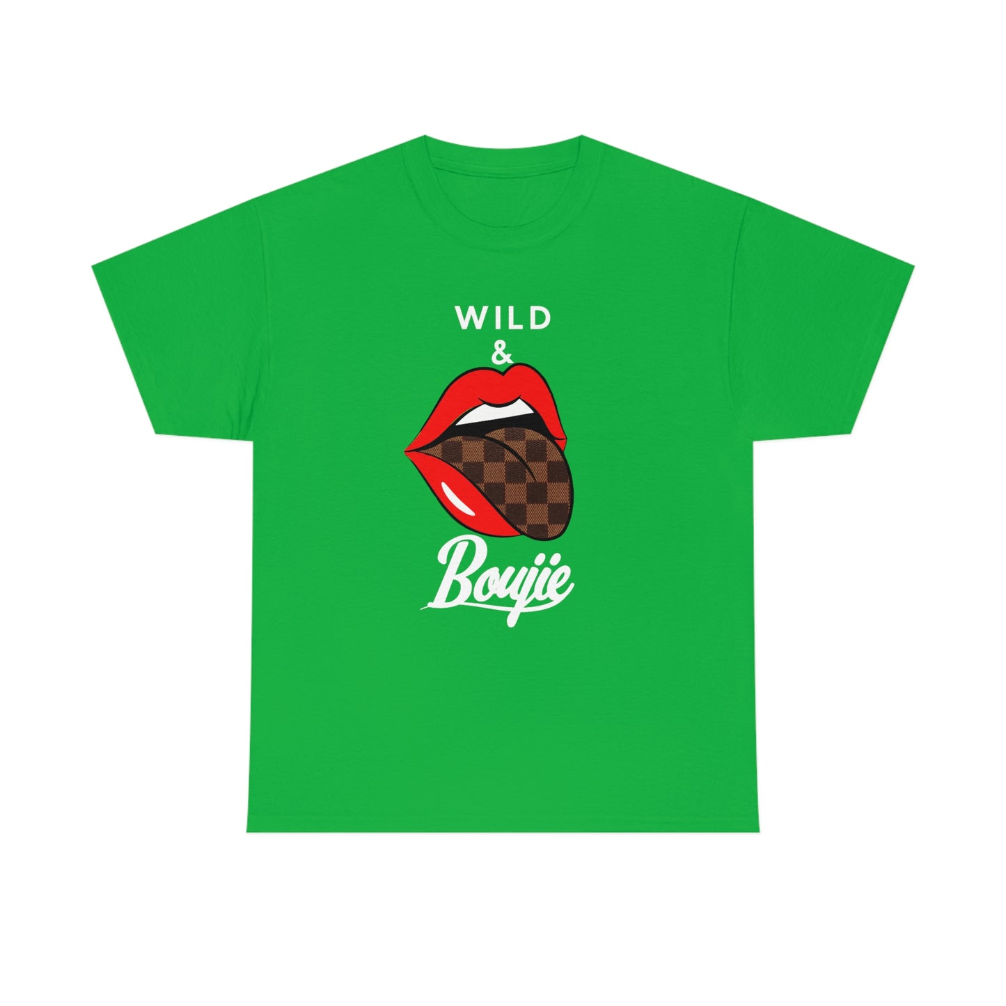 Wild and boujie red lip with white font
