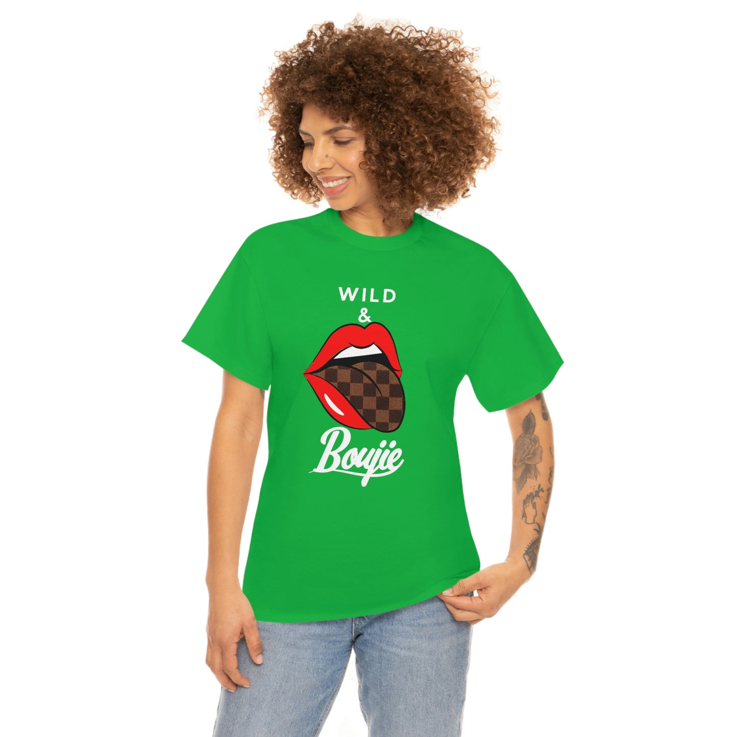 Wild and boujie red lip with white font