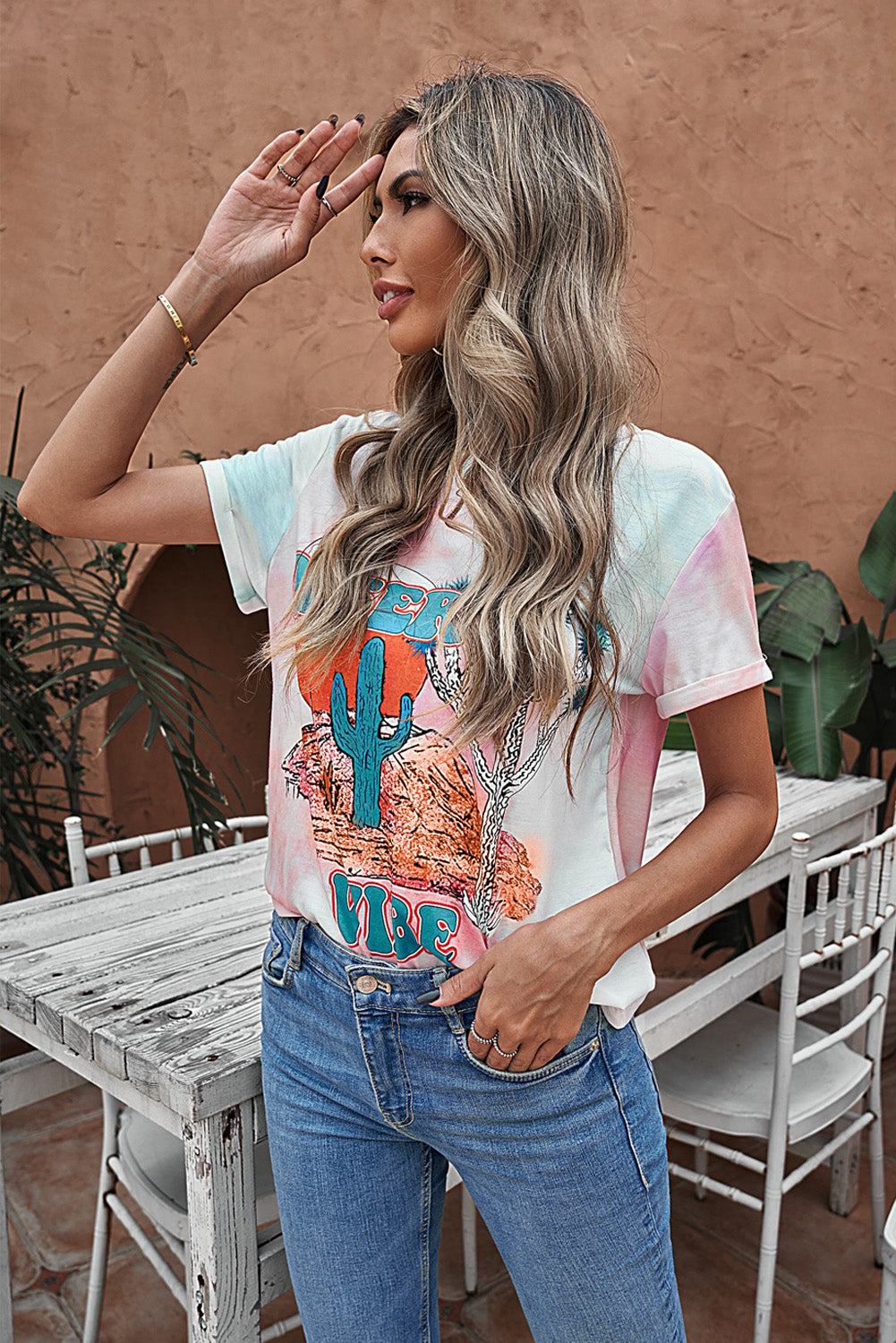 Tie-dye graphic tee shirt
