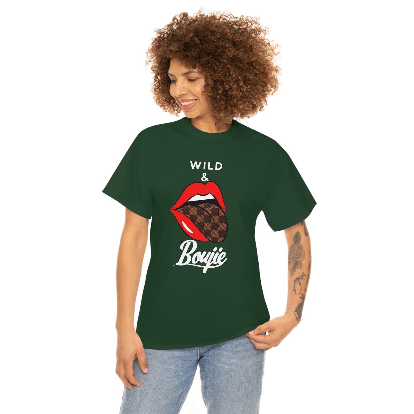 Wild and boujie red lip with white font
