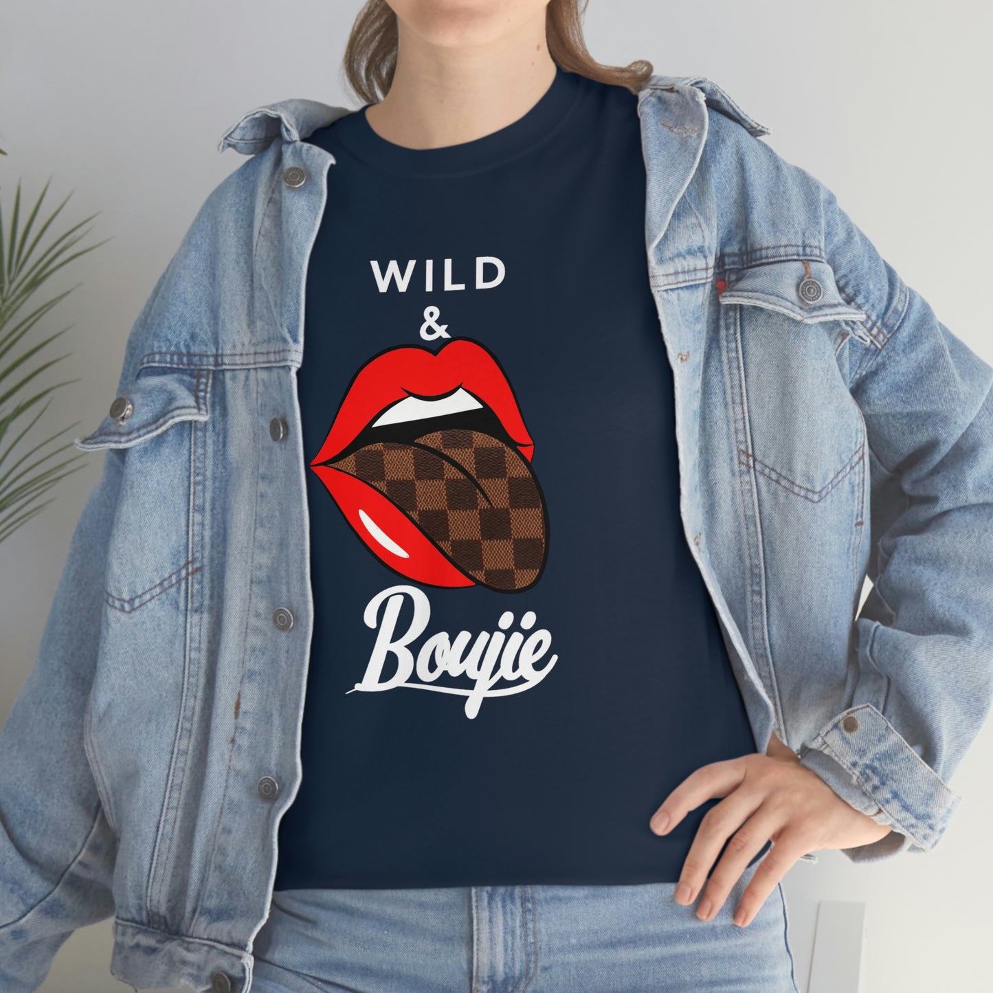 Wild and boujie red lip with white font