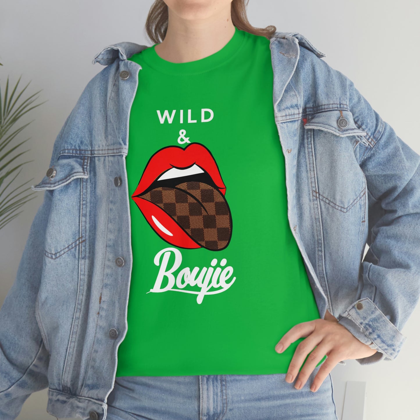 Wild and boujie red lip with white font