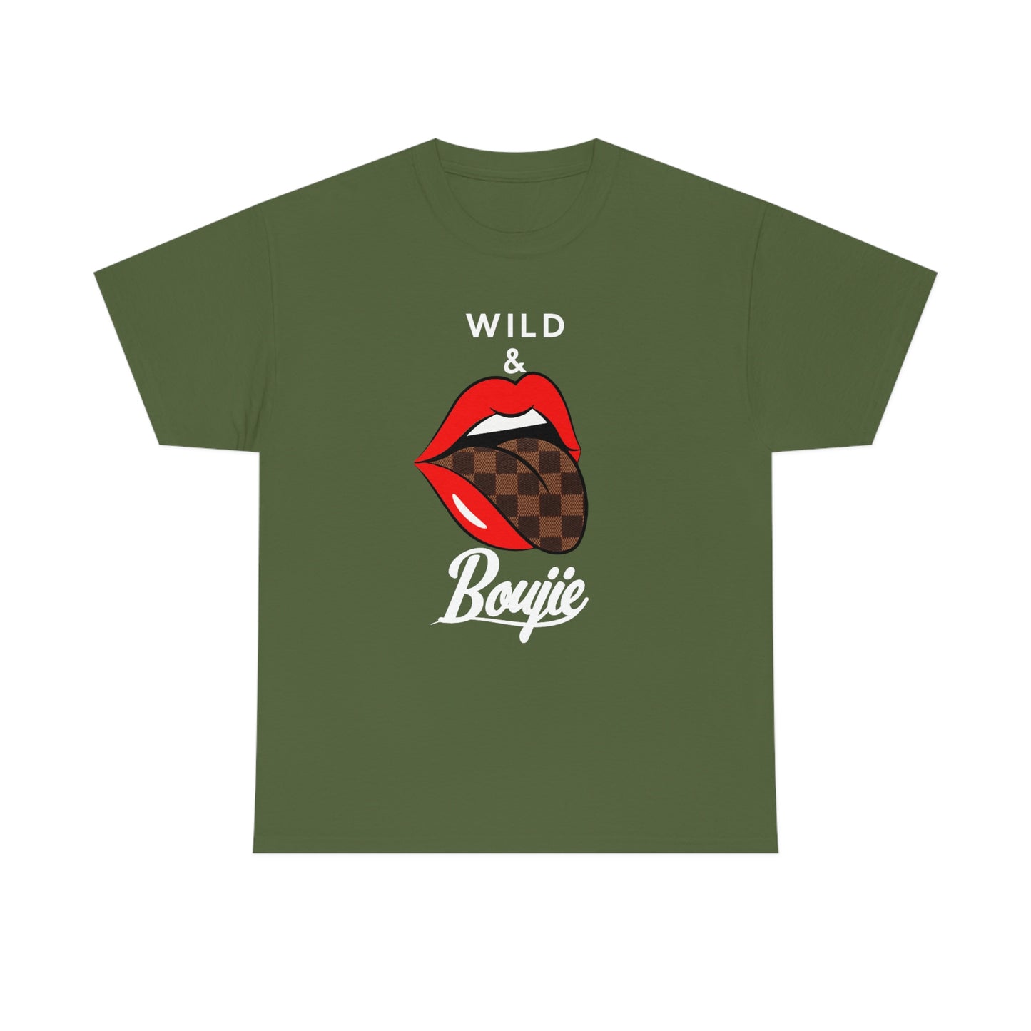 Wild and boujie red lip with white font