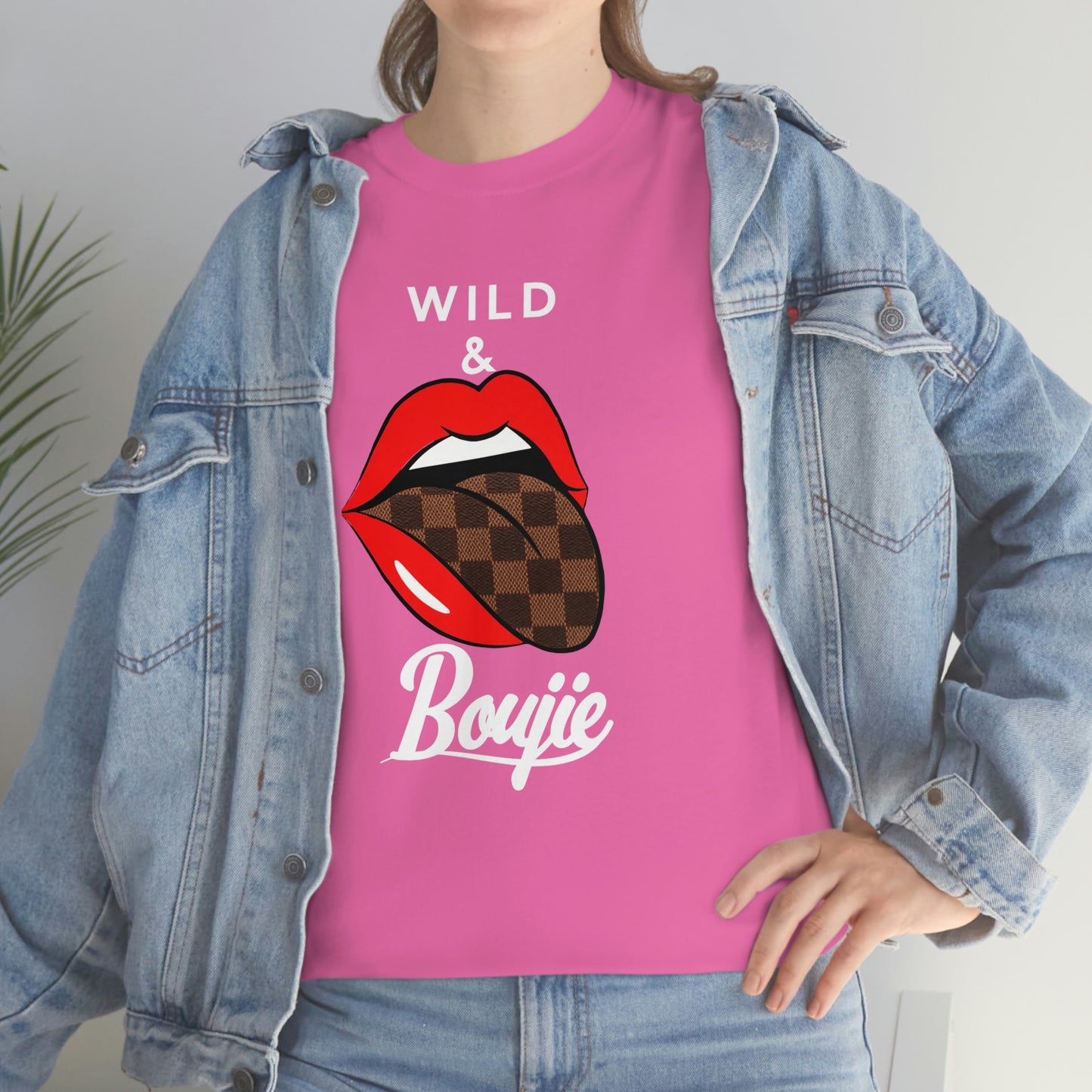 Wild and boujie red lip with white font