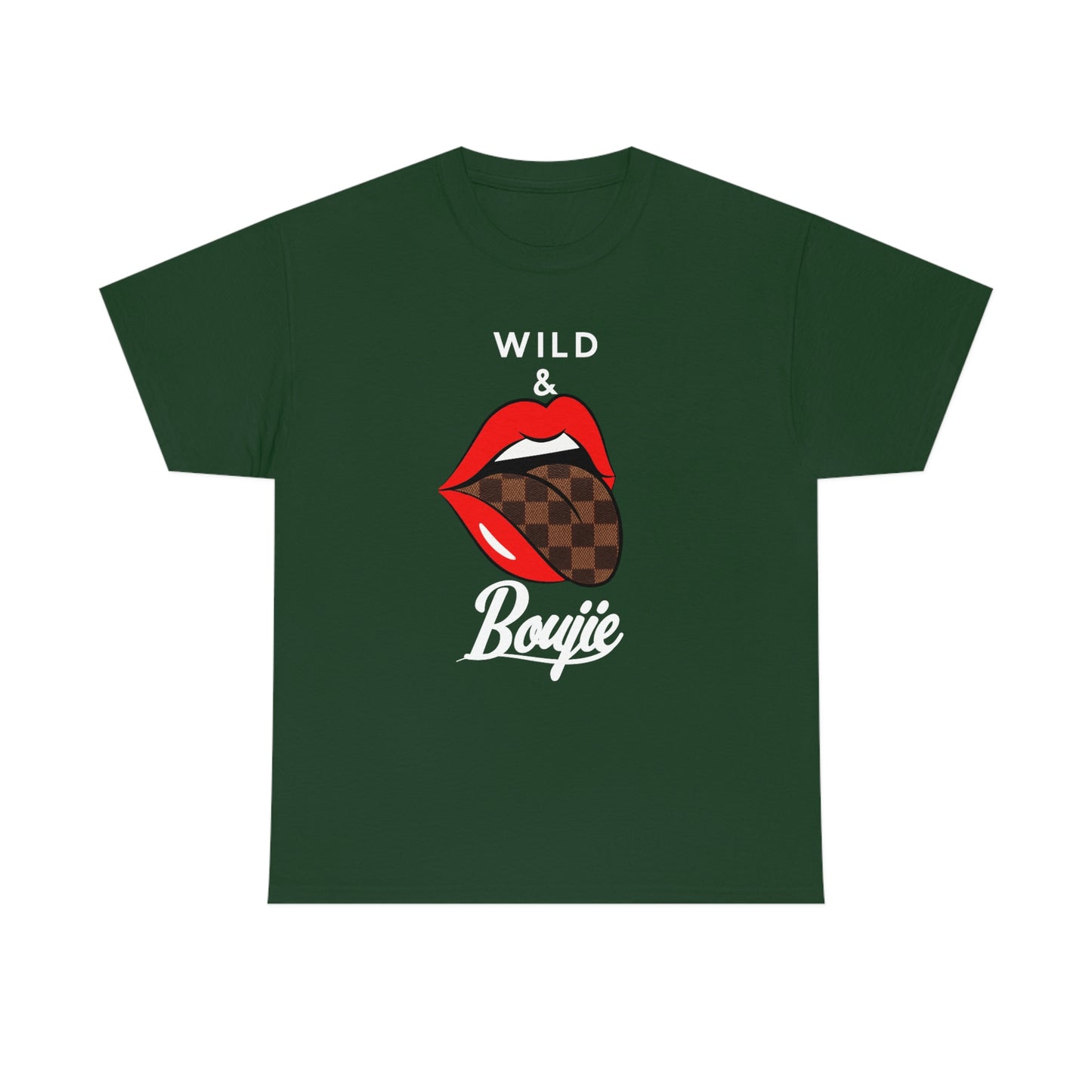 Wild and boujie red lip with white font