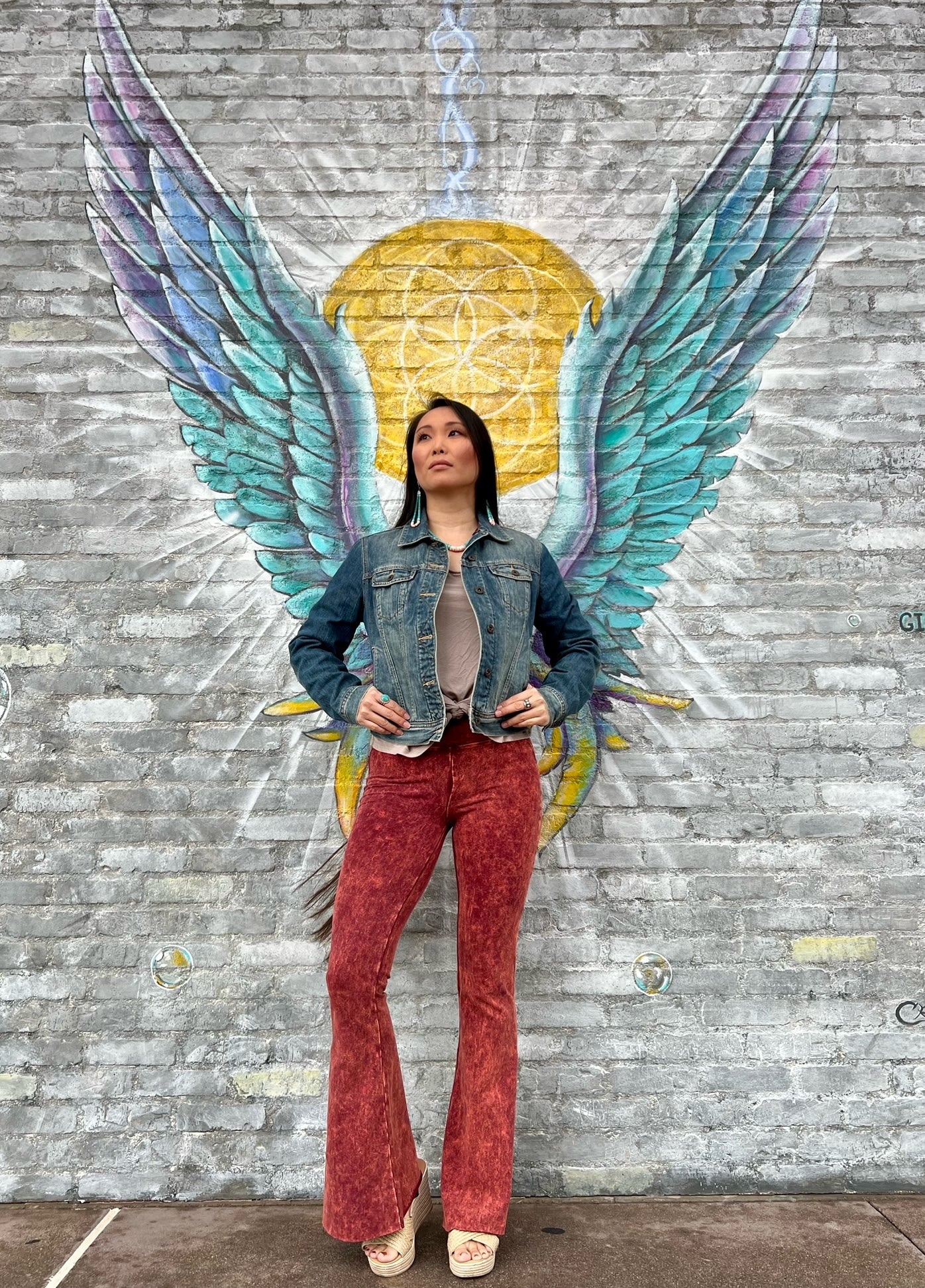 Mineral Wash Flare Stretch Pants