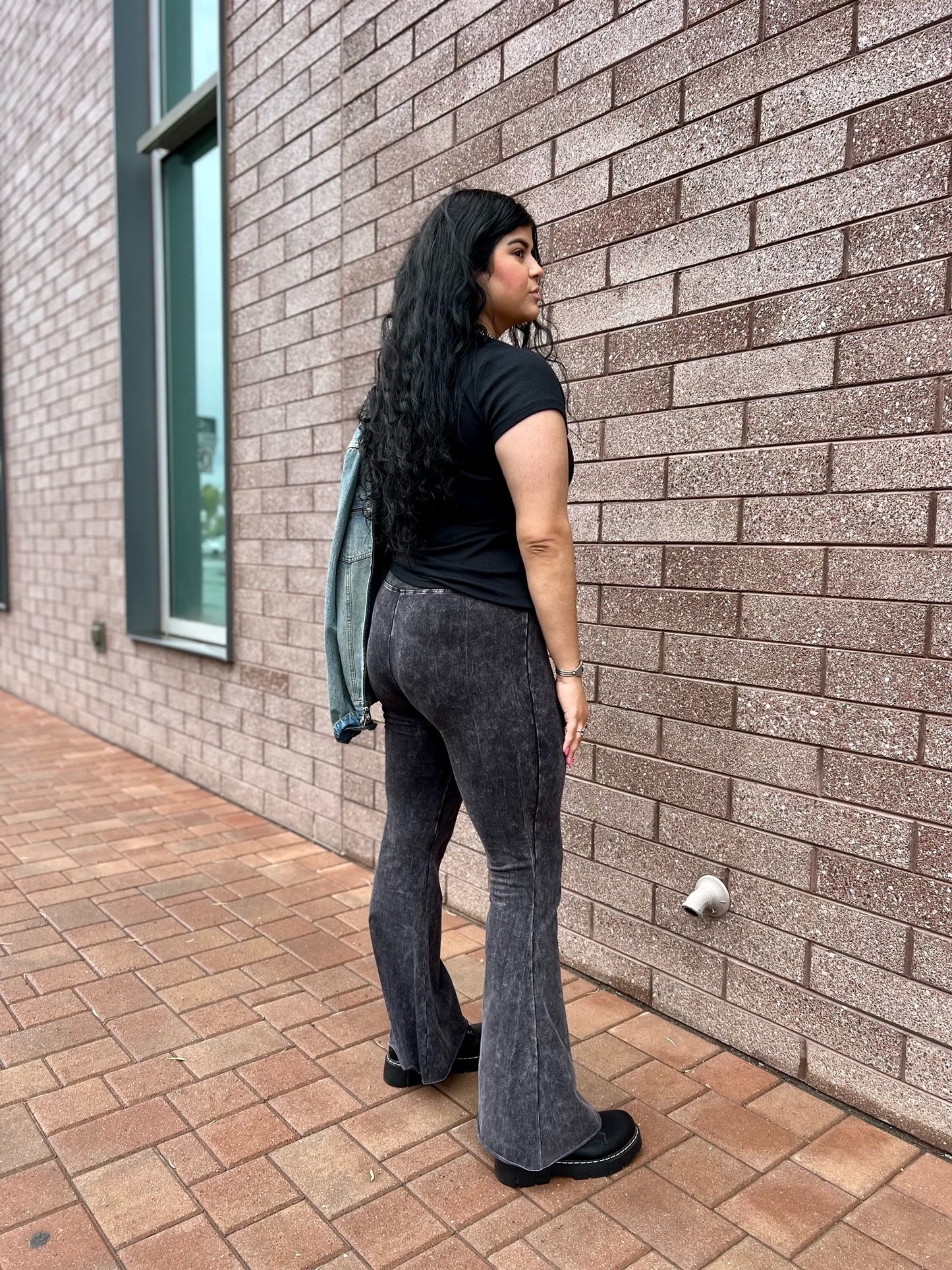 Mineral Wash Flare Stretch Pants