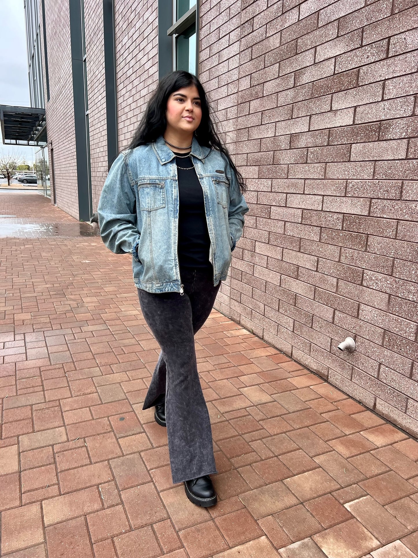 Mineral Wash Flare Stretch Pants