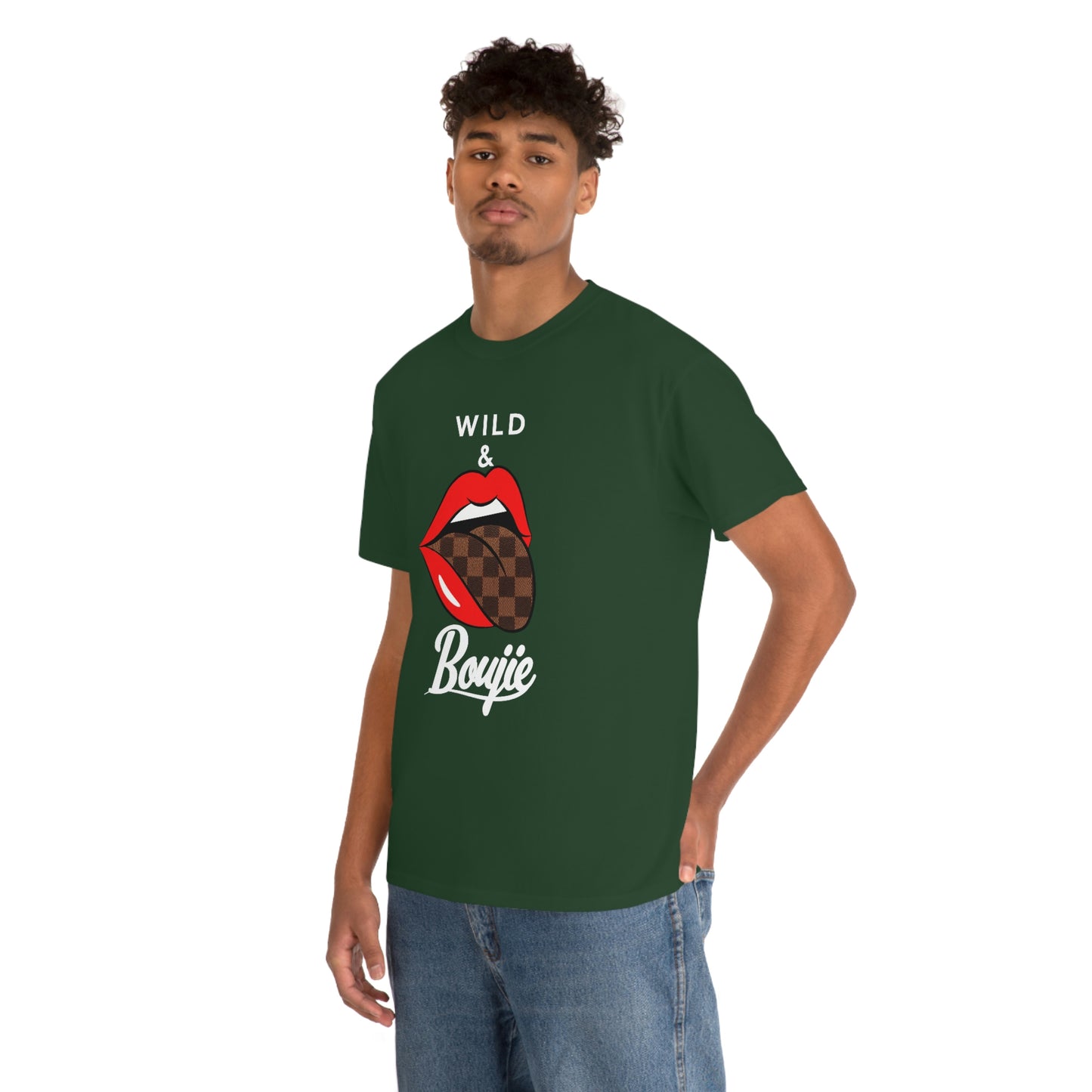 Wild and boujie red lip with white font