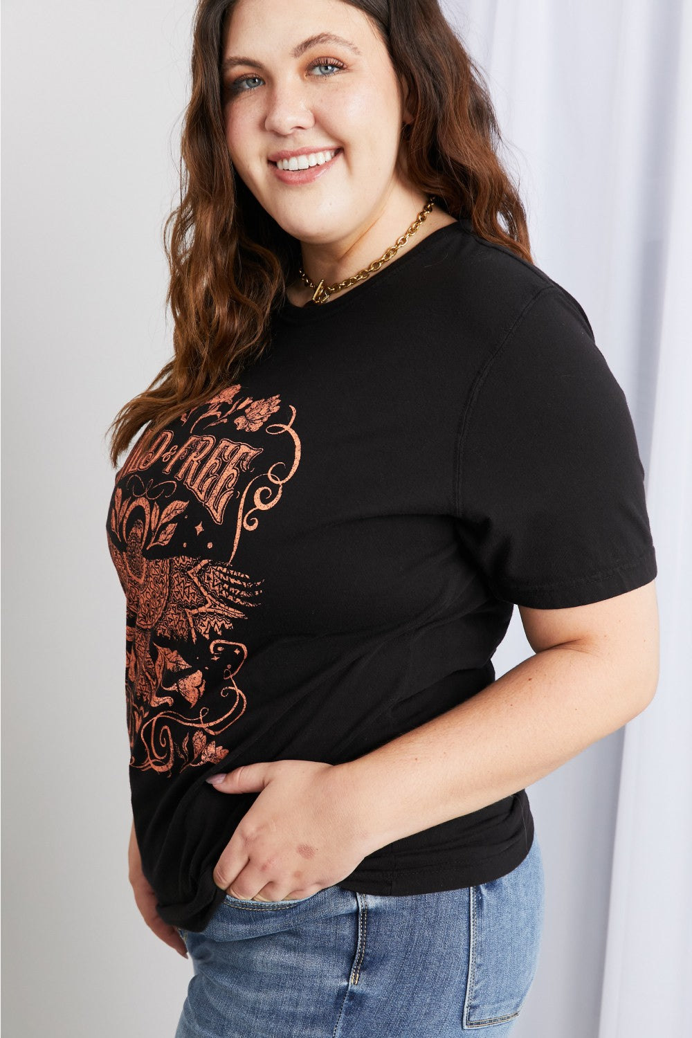 MineB Full Size Wild Free Graphic Round Neck Tee