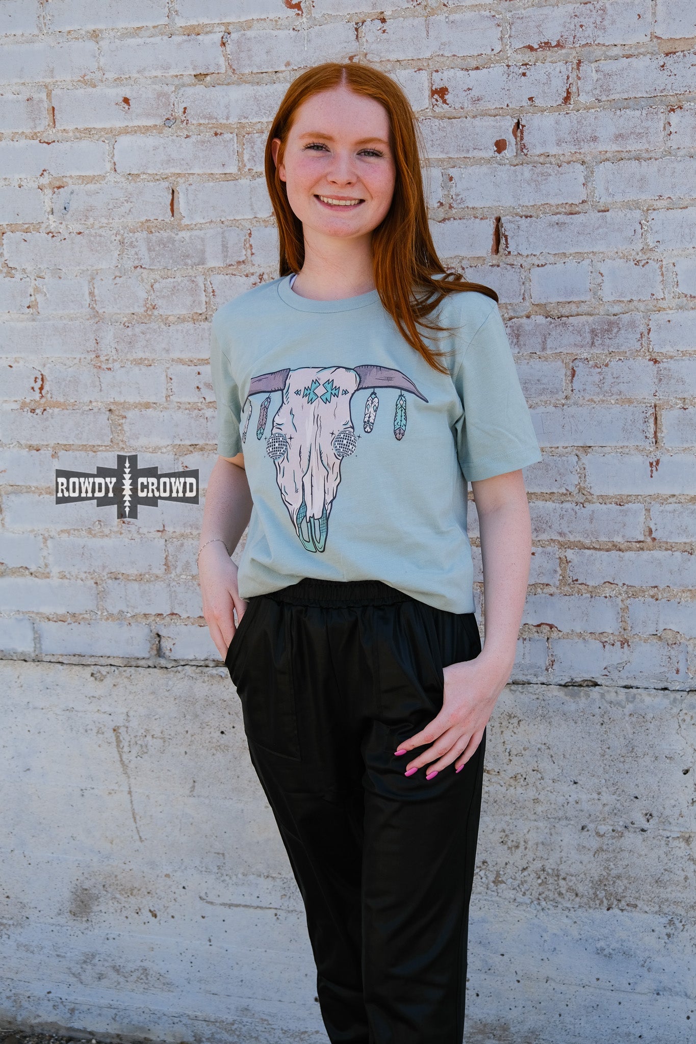 western apparel, western graphic tee, graphic western tees, wholesale clothing, western wholesale, women's western graphic tees, wholesale clothing and jewelry, western boutique clothing, western women's graphic tee, steer skull tee, disco steer skull, western boho tee, western steer skull