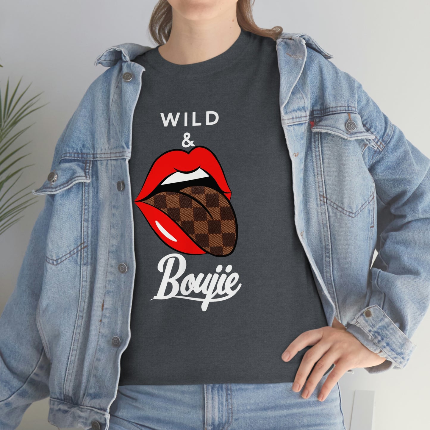 Wild and boujie red lip with white font