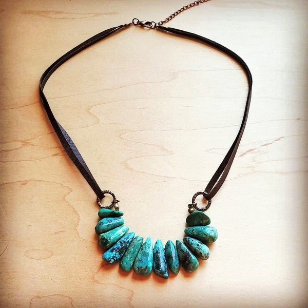 Natural Turquoise leather cord necklace