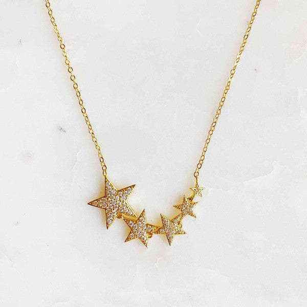 Five Stars Side Hanging Necklace