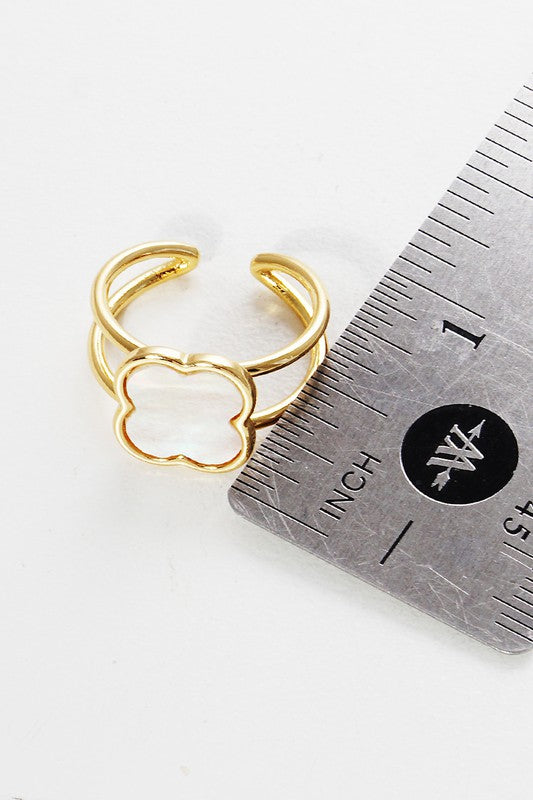Gold-Dipped Clover Adjustable Ring