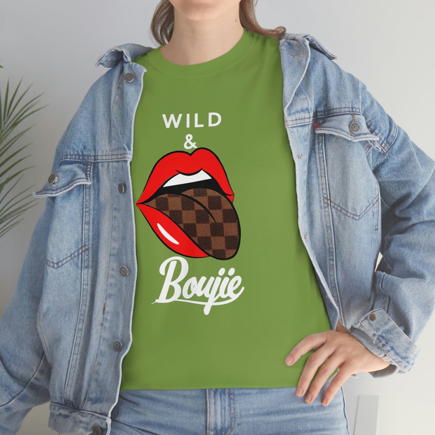 Wild and boujie red lip with white font