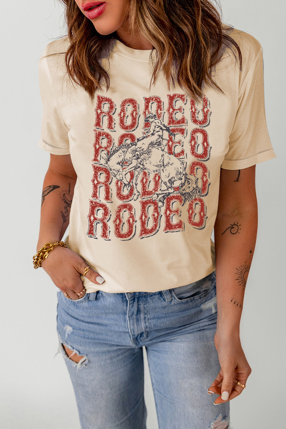 Rodeo graphic cuffed t shirt